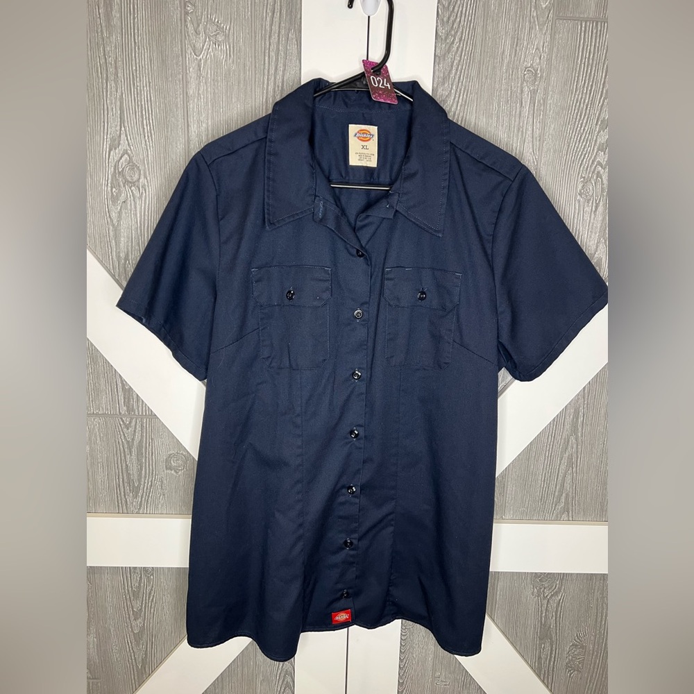 Dickies Women's Navy Button Down Shirt